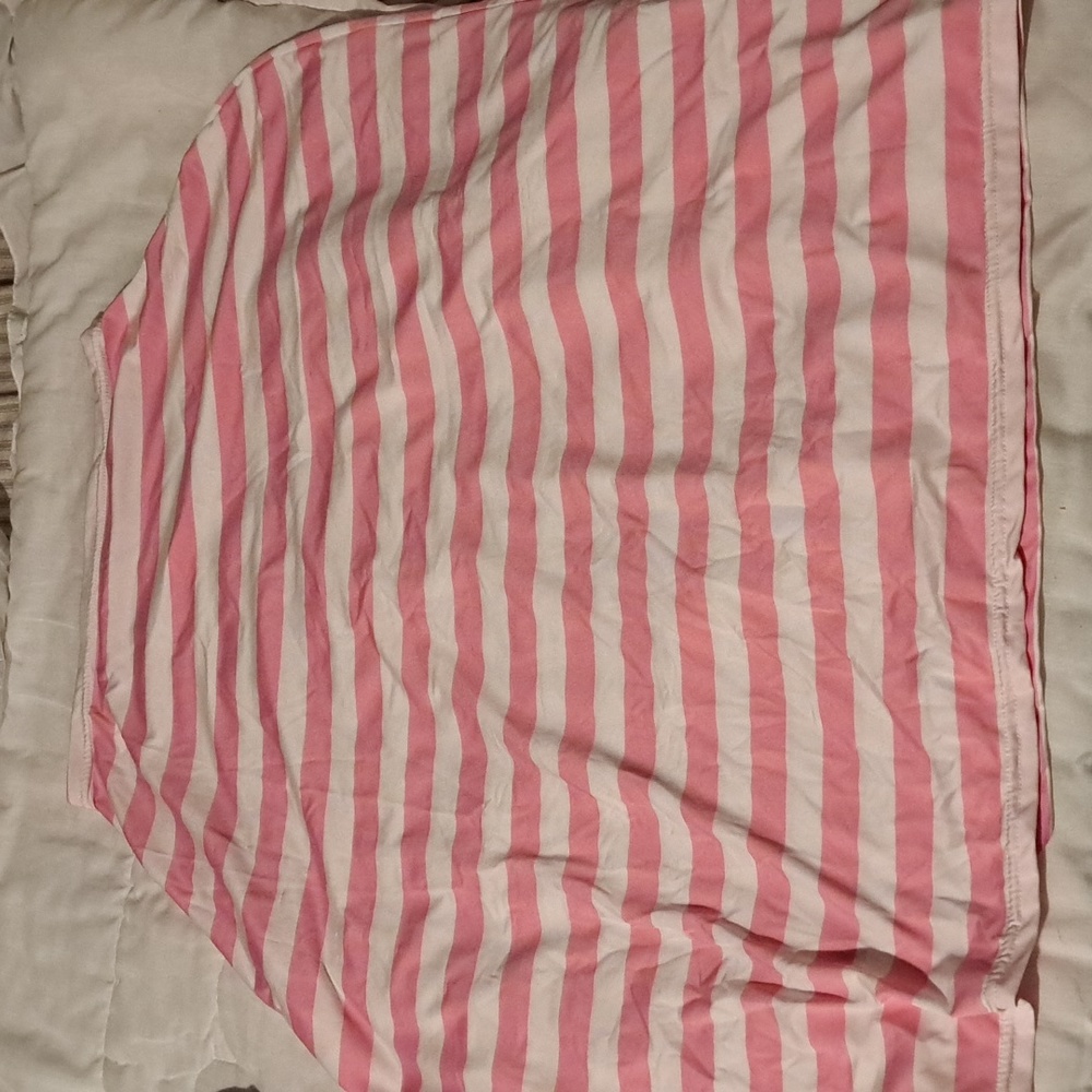 Cool Beans baby pink and white stripe carseat cover
